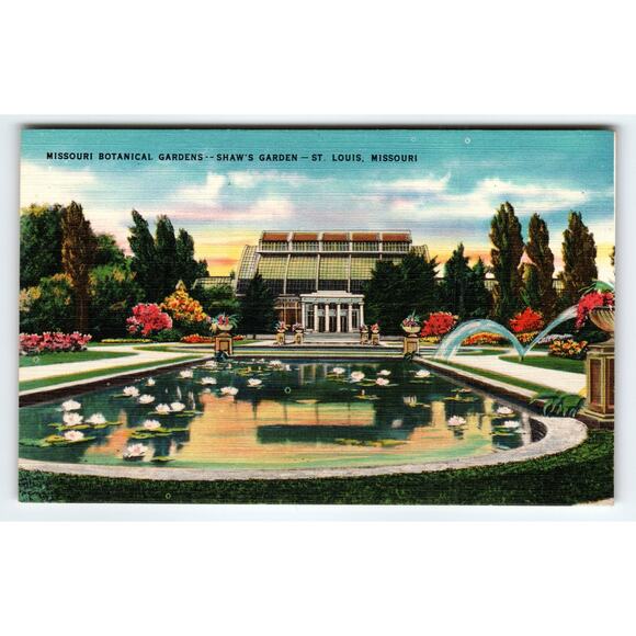 Vintage Linen Postcard Missouri Botanical Gardens Shaw's Garden St Louis - Picture 1 of 2